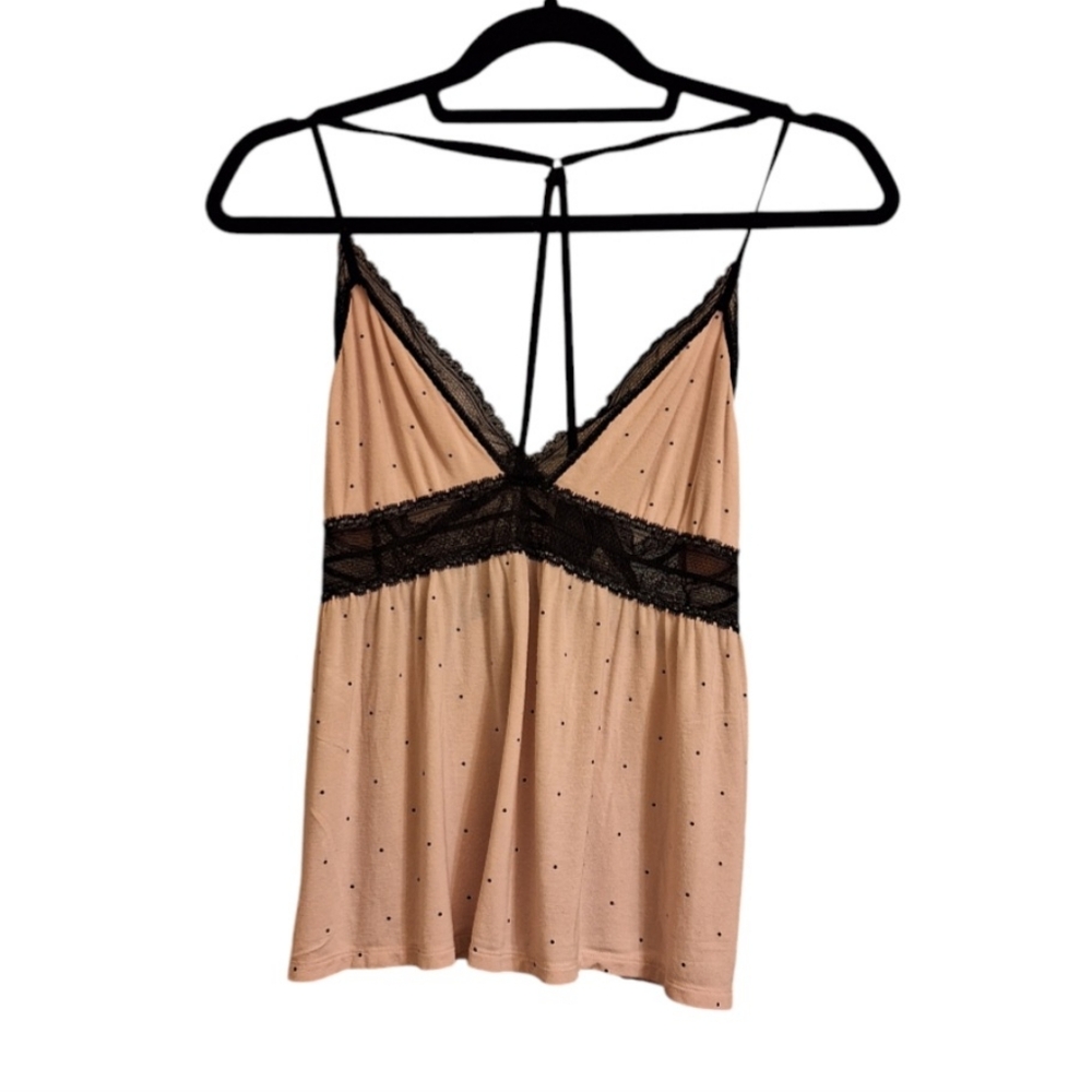 ❤️Victoria's Secret SZ Large Top Camisole Tank Pink & Black Polka-dot Lingerie